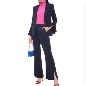 Diane Von Furstenberg Slit Bottom Dress Pants Size 12 Navy Blue